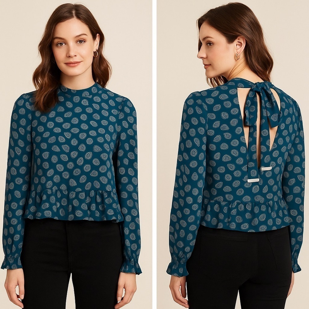 Michael Kors blouse with tie at neck & open in back.